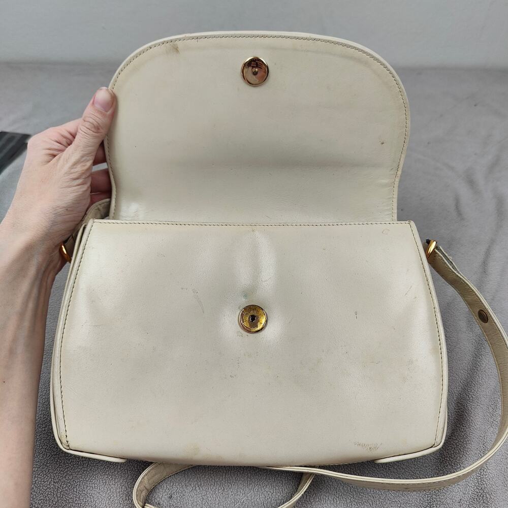 Vintage Gucci Leather Crossbody Bag Small Purse‎ Off-White Cream 80s REPAIRED - Picture 9 of 14